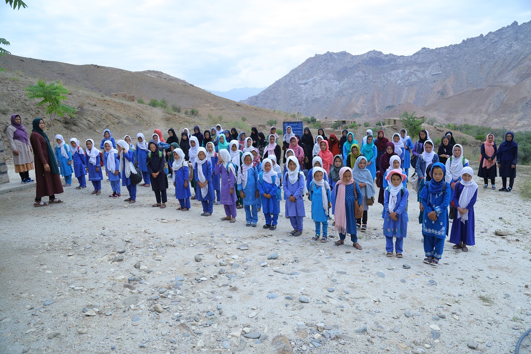 Primary students attending morning program at Mesh Girls School - Daikundi Province